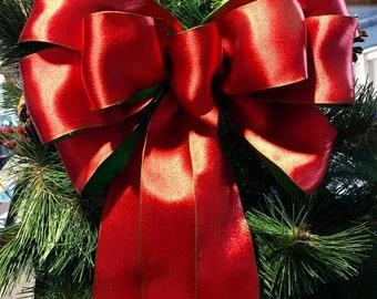 Big Ribbon Bow on Christmas Tree