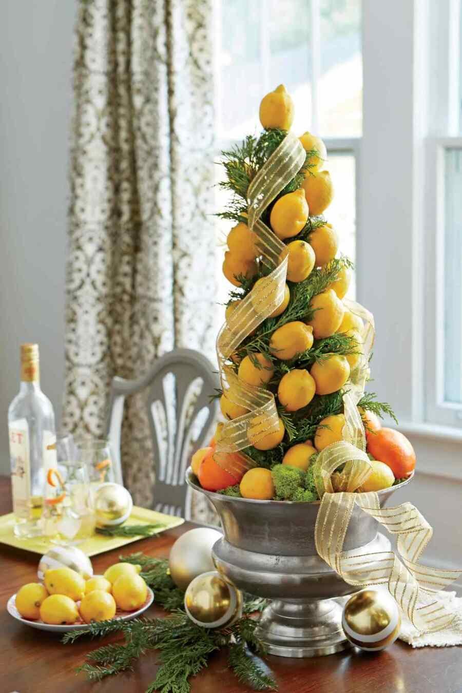 Fruit Bowl Decoration on the Table for Christmas