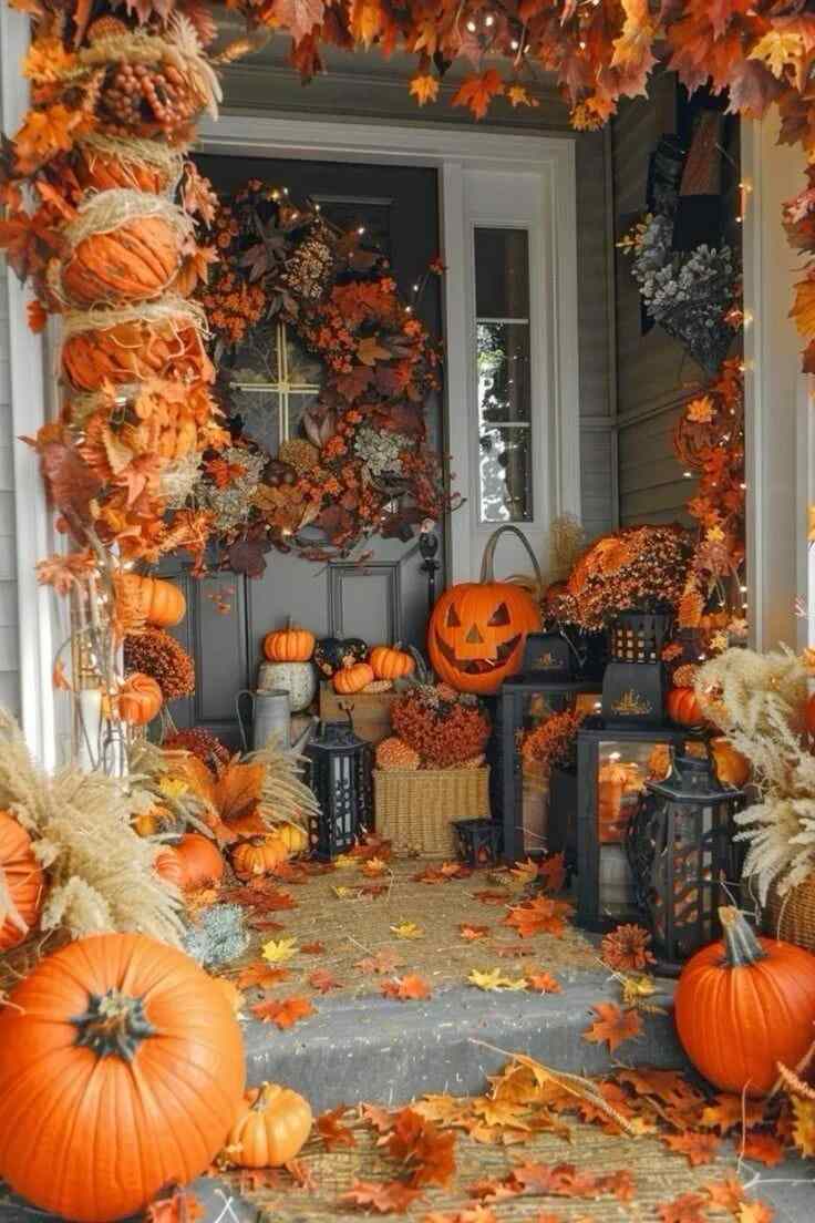 Grand Front Porch Fall Decor