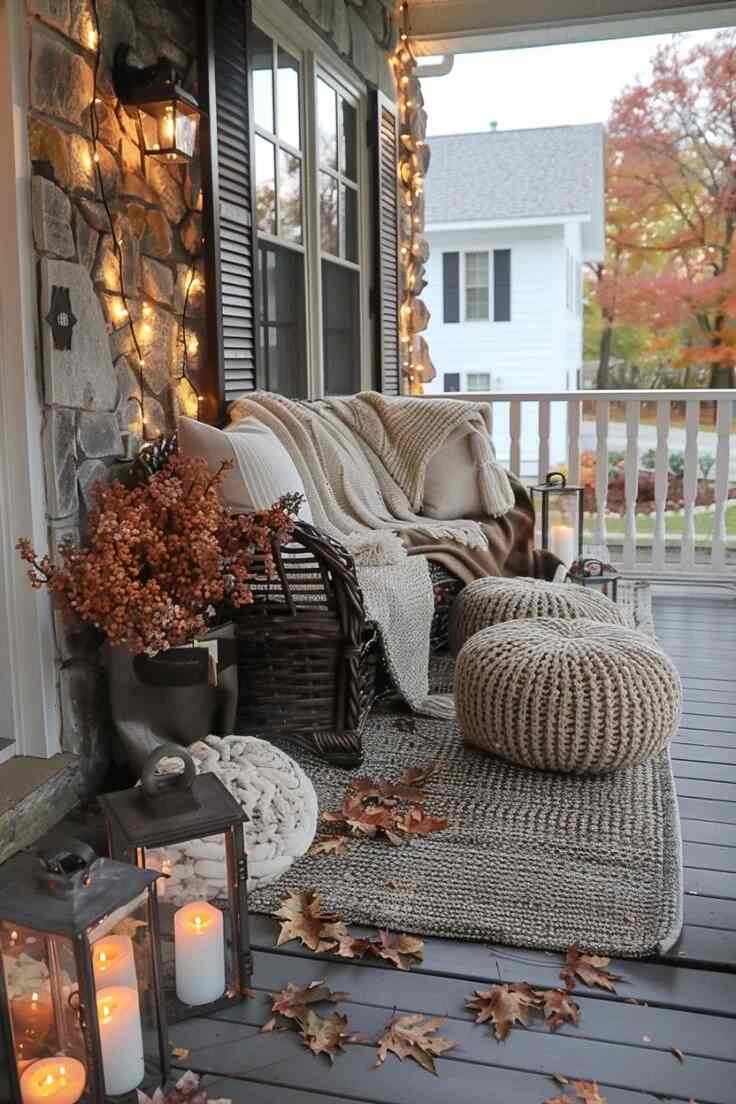 Warm Cozy Seating Corner in Front Porch