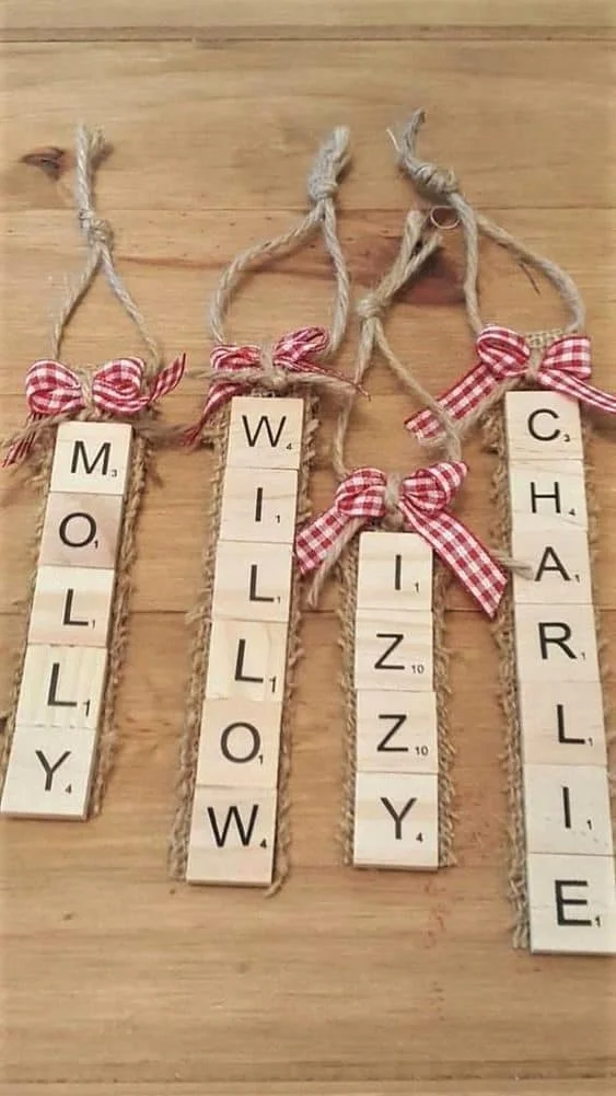 Wood Scrabble Ornaments