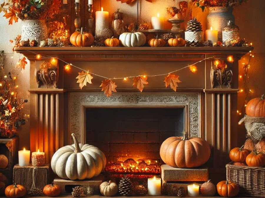 Fireplace Mantle Decorating with Seasonal Touches