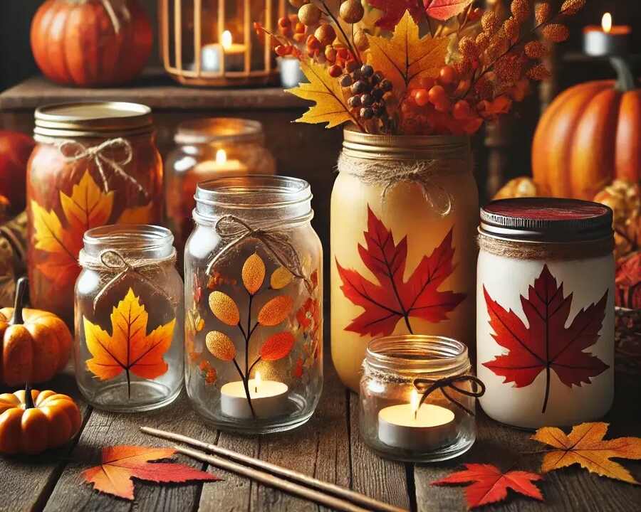 Painted Fall Jars For Decor