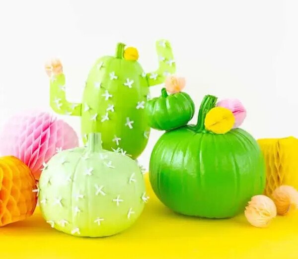 Quirky Cactus Pumpkins for Fall