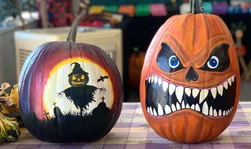 Scary Halloween Pumpkin Painting