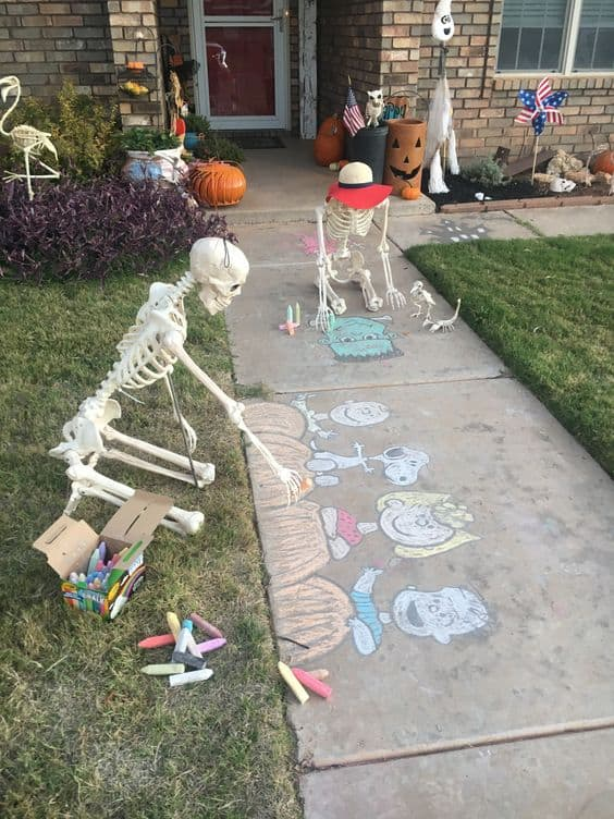 Colorful Skeleton Sidewalk Creations